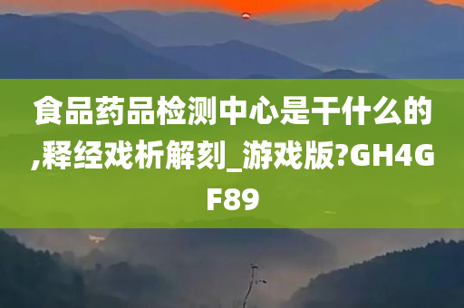 食品药品检测中心是干什么的,释经戏析解刻_游戏版?GH4GF89