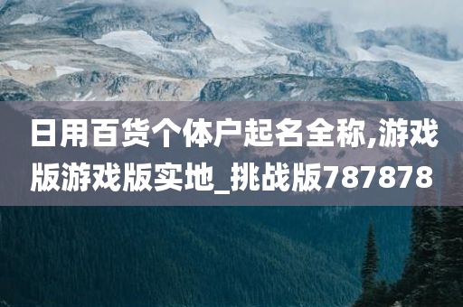 日用百货个体户起名全称,游戏版游戏版实地_挑战版787878